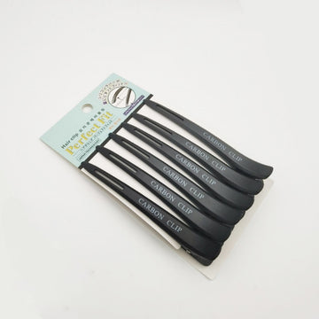 Carbon Hair clip 6 Pcs Bag E-12 Black